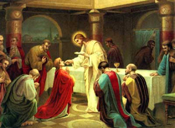 Jesus Christ giving communion.