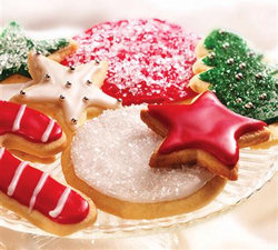 Christmas sugar cookies on a plate.