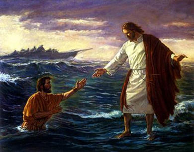 Jesus and Paul in the water.