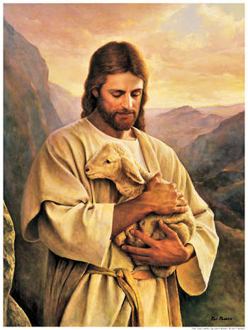Picture of Jesus carrying a lost lamb.