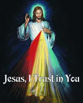 Jesus standing with a prism of colors.
