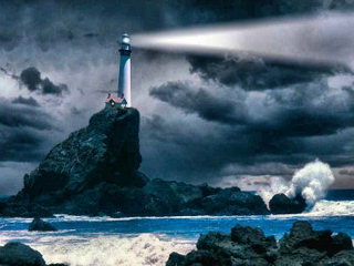 Lighthouse during a storm.