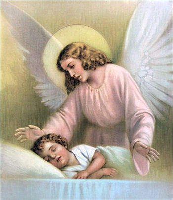 Angel in the room helping to heal the young girl.