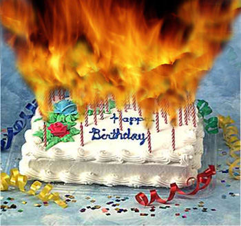 Birthday cake fire hazard - to many candles.