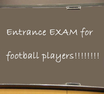 Entrance exam for football players blackboard.
