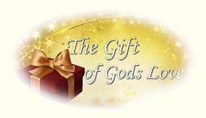 Red gift box with gold bow, and the message: The Gift of God's Love.
