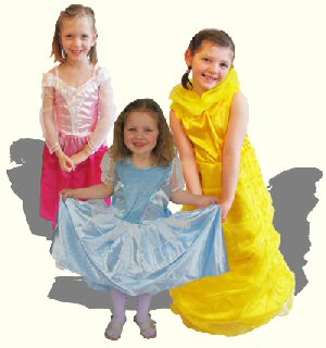 Three girls playing 'dress-up'.