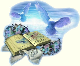 God's plan for me - 'my life' book with two large white birds in the clouds.