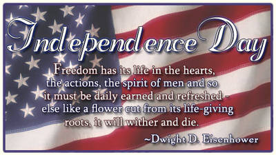 Independence day American flag and message.