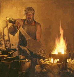 Silver smith and his refining fire.