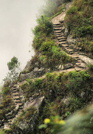 Steep and difficult path.
