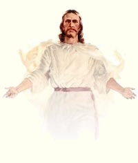 Jesus with arms open.