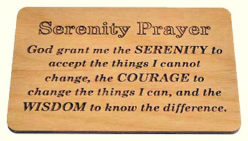Serenity Prayer message on a board.
