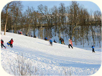 Kids having fun in the snow.