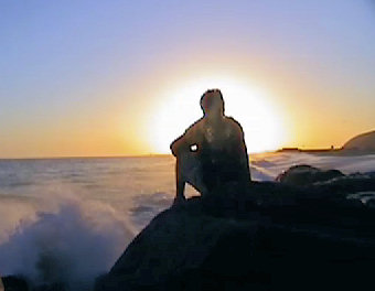 Man alone at sunset.