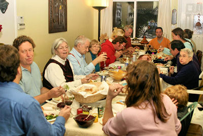 Large Thanksgiving dinner.