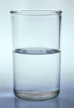 Half full or half empty water glass.